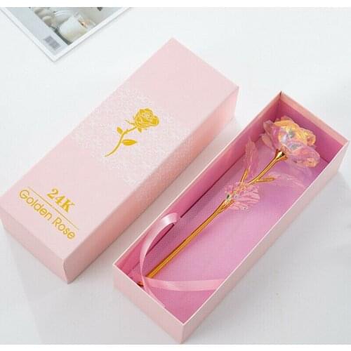 24K Gold Foil Rose Flower With Box LED Luminous Galaxy Colorful Floral Decor Mothers Day New Year Gift Party Home Decoration