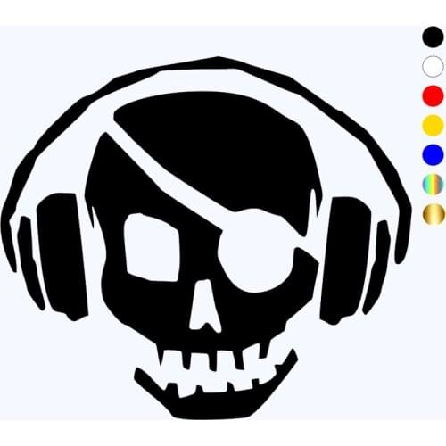 CK20071# Vinyl Decal Pirate Skull Headphones Dj Car Sticker Reflective Waterproof Car Styling Decor on Motorcyle Truck Bumper