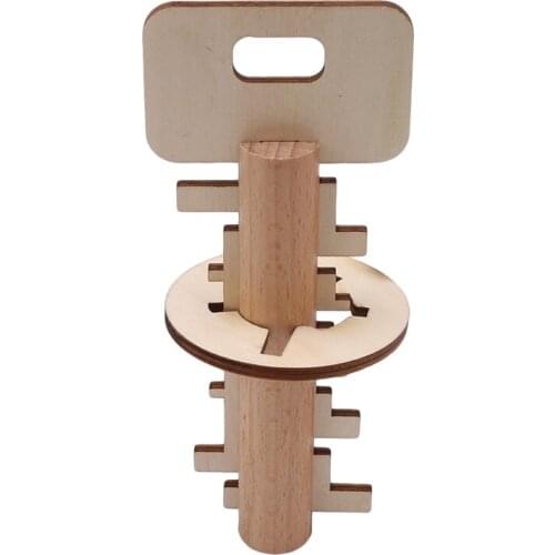 Wooden Toy Unlock Puzzle Key Classical Funny Kong Ming Lock Toys Intellectual Educational For Children Adult