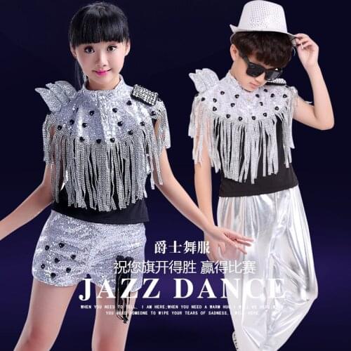 Children Stage Jazz Dance Costume for Show Boy Hip Hop Dance Clothing Street Dance Costums for Performance Boy Dance Wear 90