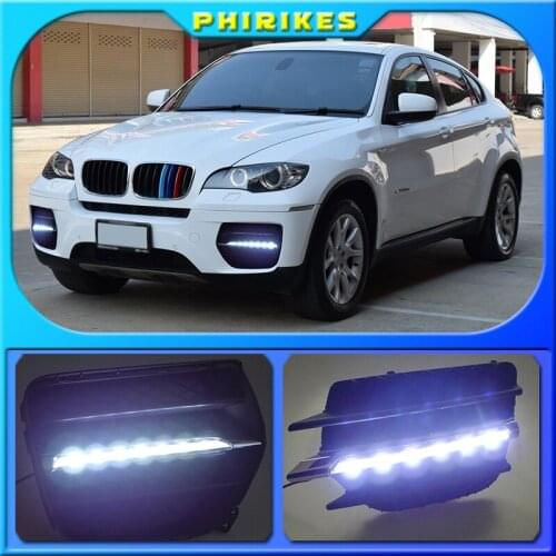 2pcs For BMW X6 E71 2009-2013 6000K White Light LED Daytime Driving Running Light DRL Car Fog Lamp