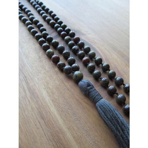 Dragon Blood JasperMala Necklace 108 Mala Bead Necklace Tassel Necklaces Yoga Mala meditation Beads Mens Jewelry Prayer Necklace