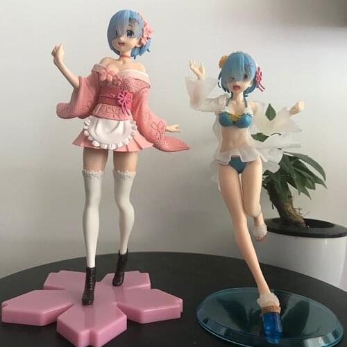Re Zero Life In A Different World From Zero Anime Figure Toys Memory Snow Rem Ram Swimsuit Sakura Image PVC Action Figure Toys