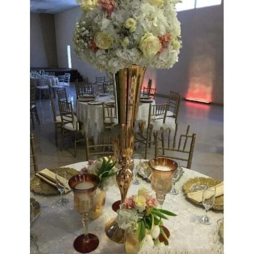 Elegant Slim metal flower vase ,gold wedding flower stand trumpet vases centerpieces for wedding & home decoration