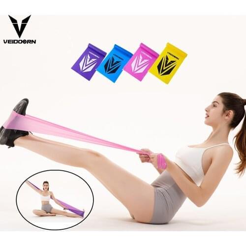 Veidoorn Yoga Fitness Resistance Bands Elastic Stretch Tension Pull Rope Exercise Indoor Training Workout Sports Gym Equipment