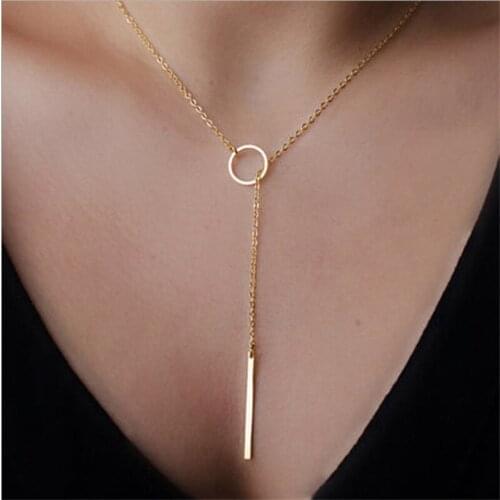 Europe And The United States Jewelry Minimalism Long Circle Metal Long Necklace Female
