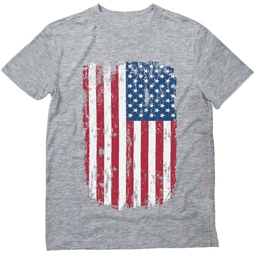 Big American Flag Vintage USA Distressed Flag 4th of July Mens T-shirt Short Casual 100% COTTON O-Neck Harajuku T Shirt