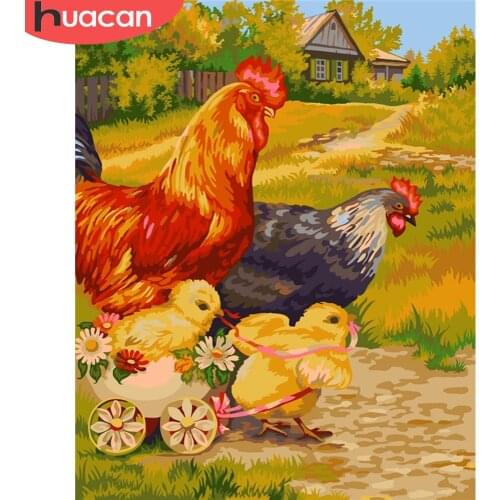 HUACAN Painting By Number Cock Drawing On Canvas HandPainted Painting Art Gift DIY Pictures By Number Animal Kits Home Decor