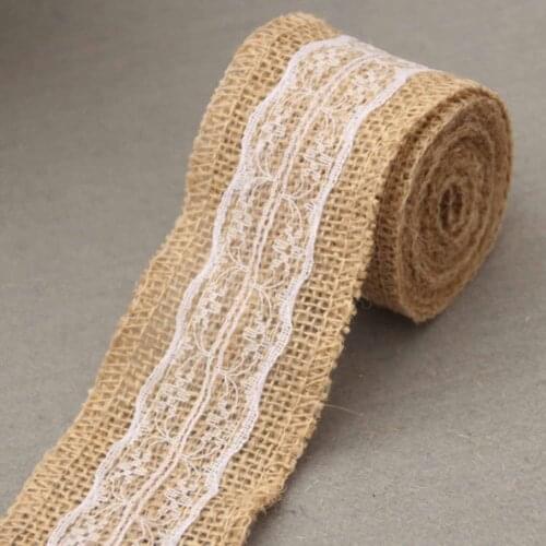 Artistic Natural Jute Burlap Rolls Ribbon Hessian Lace For With Lace Vintage Rustic Wedding Decoration Christmas Party Supplies