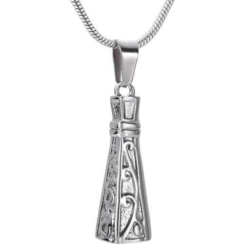 K9940 Cone Tower Cremation Jewelry for Ashes Stainless Steel Memorial Urn Necklace Keepsake Pendant Locket