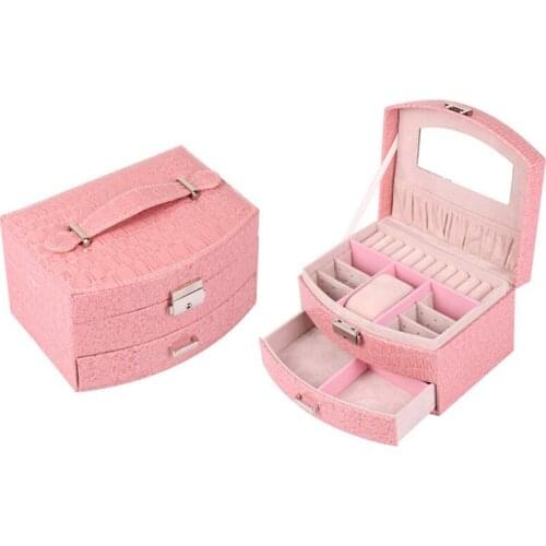 Korean Wood Jewelry Box Portable Jewelry Storage Box Jewelry Organizer For Earrings Rings Necklace Makeup Organizer Boxes Cheap