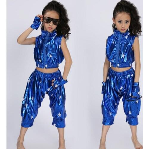 Sequins Hip Hop Jazz Dance Suit for Children Performance Dance wear Girl Modern Jazz Dance Costume Suits