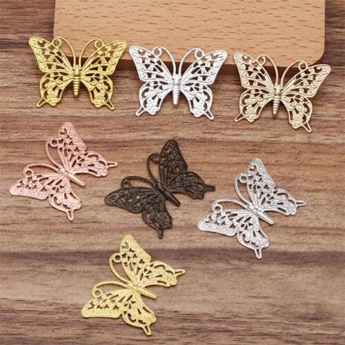 20pcs 25x35mm Silver Color Butterfly Charm Necklaces Pendant for Bracelet Necklace Jewelry Accessories Making Handmade DIY