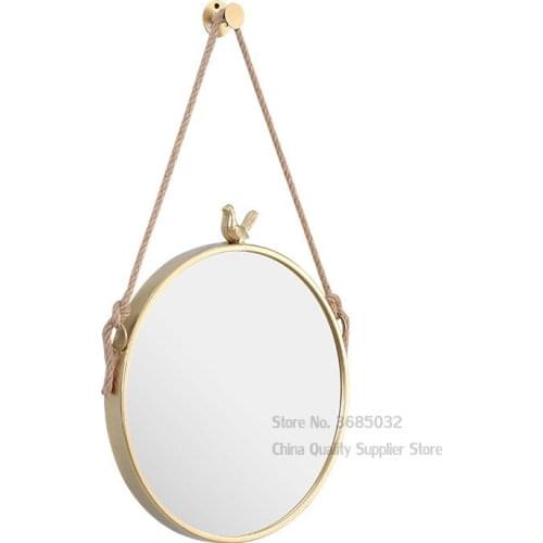 30cm Nordic Metal Bathroom Mirror Round Wall Mount Mirror Hanging Ornament Salon Wall Art Toilet Bathroom Decor Hanging Mirror