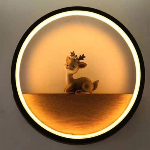European-style personality modern minimalist creative deer lighting round living room background wall bedroom wall lamp LX102304