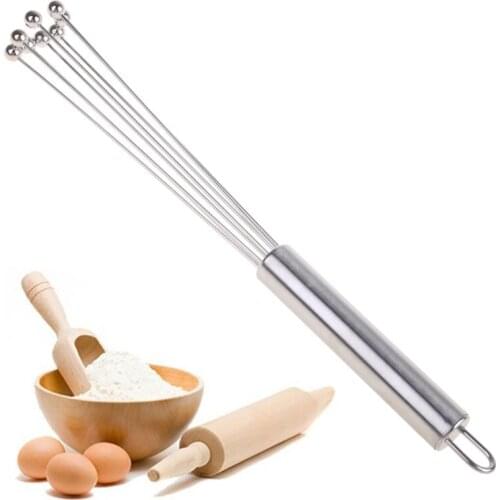 Stainless Steel Whisk Flash Mixer With Pearls Egg Stirrer Milk Frother Beater Mixer Kitchen Tool For Mixing, Beating And