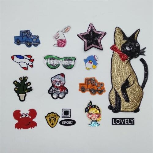 Fashion Decorative Clothes Sewing Patch DIY Embroidery Applique Iron Patch Sequins Badge Sticker Childrens Clothing Accessories