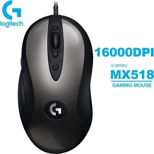 Logitech MX518 Legendary Gaming Mouse with HERO Sensor 16K DPI Classic Fever Level Mouse Legend Reborn for Mouse Gamer