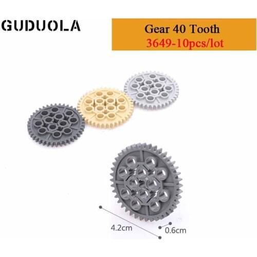 Technic Parts 3649 Technic Gear 40 Tooth Building Block Set MOC Model Assembles Particles Educational Bricks Toys 10pcs/lot
