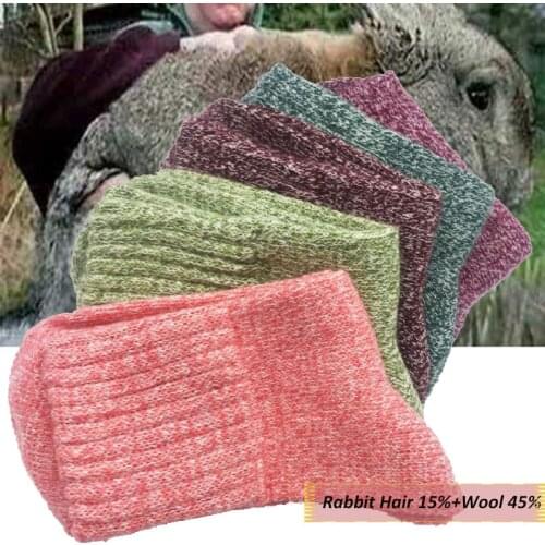 1 Pair Wool Rabbit Fur Thick Socks Women Soft Cotton Sports Casual Sock Winter Warm Autumn Outdoor Cold Resistance Socks