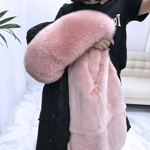 2019 new detachable rex rabbit fur liner fox fur collar fur coat female long coat female