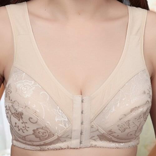 New Wireless bras mother single-bra cotton womens underwears vest design front button plus size 100D