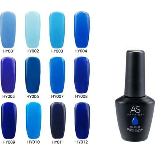 Wholesale 12pcs New Classical Sexy Blue Ocean Seria Nail Polish Luxury Nanometer Nail Art Polish 15ml Soak Off Color Gel Polish