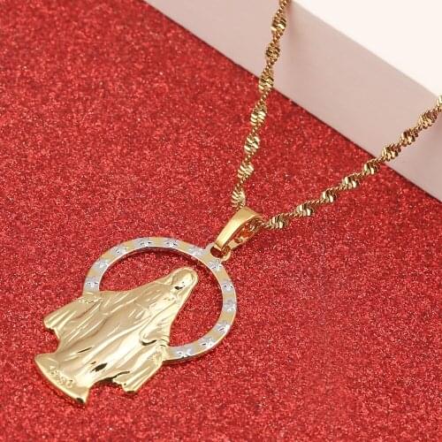 Virgin Mary Necklace Blessed Virgin Star Pendant Catholic Church Jewelry for Women Men