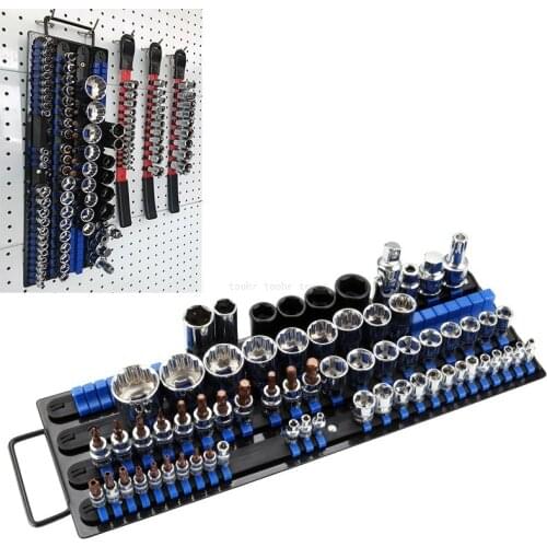 Industrial Socket Wrench Storage Rack iron Rail Rack Holder drive tool Organizer Sliding 1/4" 3/8" 1/2" Finishing Tool holder