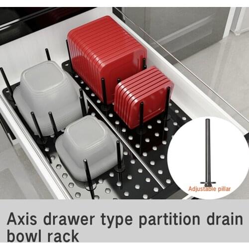 Scalable Dishes Storage Rack for Drawer Adjustable Bowl Stand with 12 PCS Sticks Kitchen Cabinet Organizer for Plate Cup EIG88