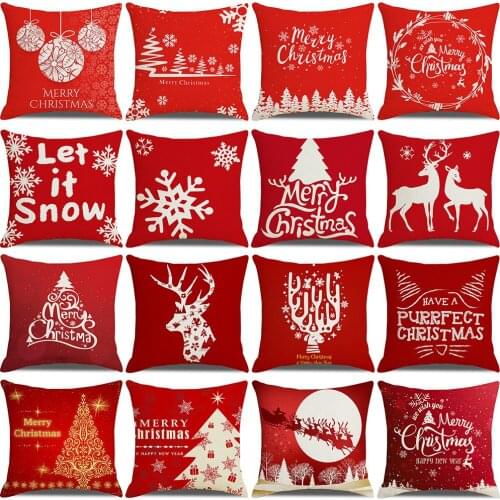 Christmas Theme Red Elk Christmas Tree Pillowcase Cushion Cover Cushion Cover Pillowcase Home Decoration