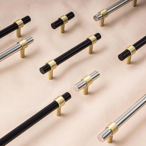 10.78" Long 304SS Brass Furniture Handle and Knob Mirror-polished T-bar Cabinet Hardware Handles Drawer Pull Bedroom Silver Knob