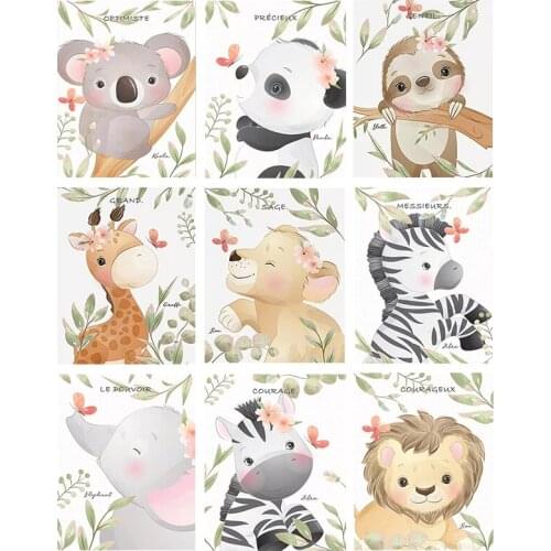DIY Diamond Painting Cross Stitch Animal Full Square Diamond Embroidery Cartoon Panda Lion Mosaic Rhinestone Decoration For Home