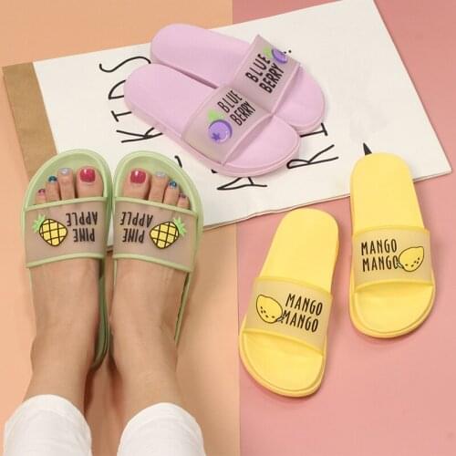 2021 Summer Slippers Womens Sandals Cute Fruit Jelly Color Transparent Open Toe Flip Flops Clear Indoor Outdoor Beach Flip Flop
