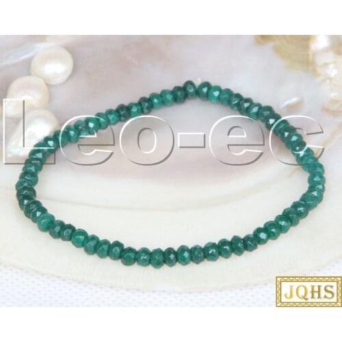 Stretch 7.5" 2X4mm Faceted Rondelle Emerald green Gems Beads Bracelet v1777