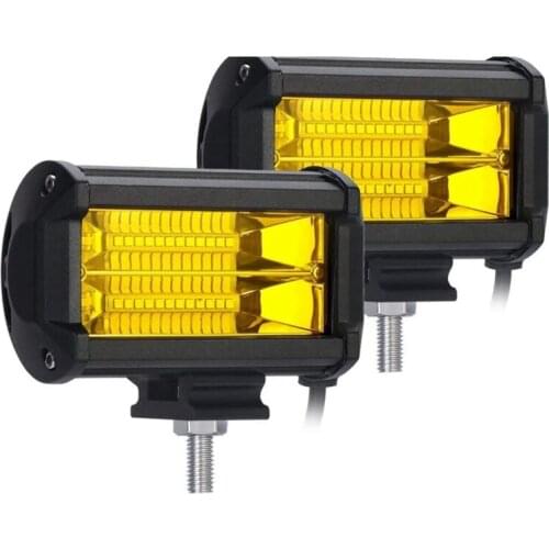 2X 5 Inch 72W LED Work Lights Waterproof Off Road Pod Fog Lights Yellow Lamps for Trucks ATV UTV Polaris Boat Golf Cart
