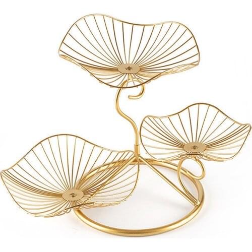 Three-layer Storage Tray Leaf Shaped Nordic Style Wire Basket Kitchen Organizer Home Decor Fruit Plate Snack Rack Living Room