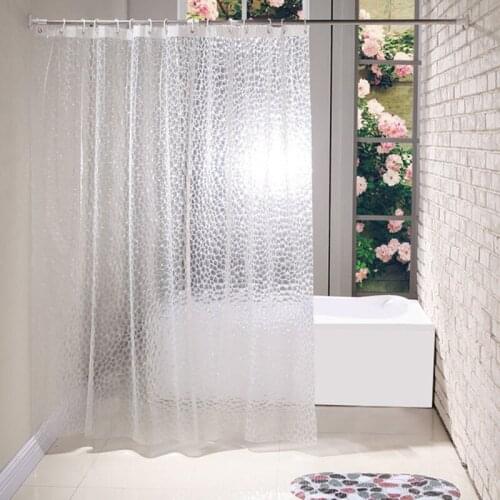 PEVA Waterproof Bathroom Curtain Creative 3D Thicken Shower Curtain Pure Color Bathtub Bathing Cover Household Product