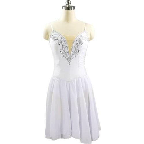 Women Sleeveless Sequin Asymmetric chiffon Ballet Dance Carmen Dress Adult Leotard Ballerina Dance girls modern dance