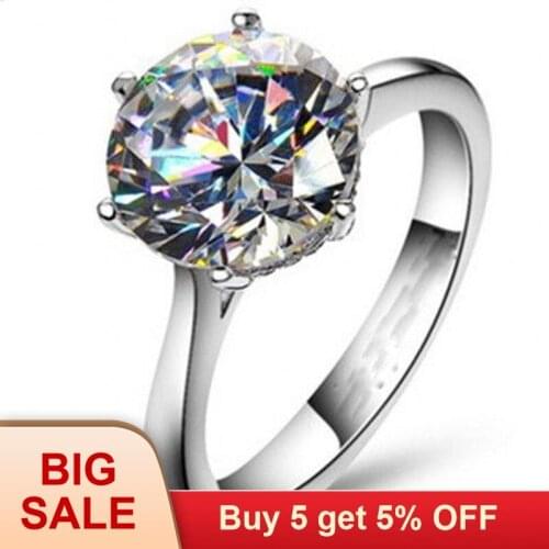 Brand Design Handmade Women Solitaire ring 4ct AAAAA zircon cz 925 Sterling silver Engagement Wedding Band Ring Gift