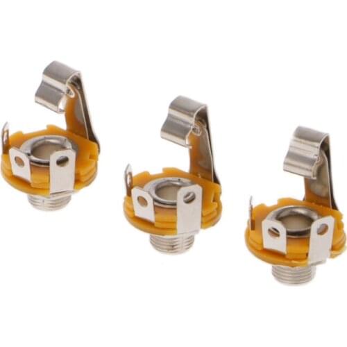 10 Pcs 1/4 Inch 6.35mm Stereo Socket Jack Female Connector Panel Mount Solder