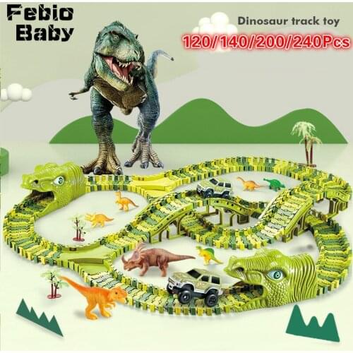 2021 Dinosaur Railway Toy Car Track Racing Track Toy Set Educational Bend Flexible Race Track Toys For Children Boys