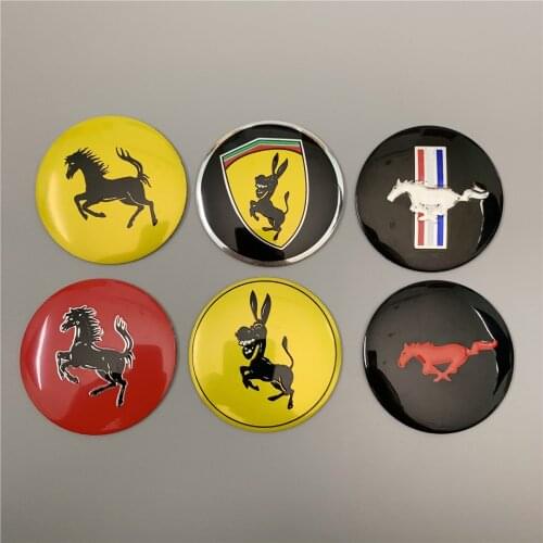 4pcs 56mm 65mm Racing Car Badge Emblem Sticker Car Wheel Center Cover Cap Hub Rim for Ferrari Mustang Car Styling Refit