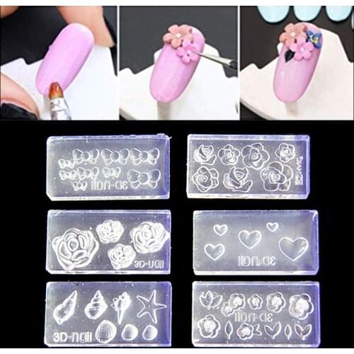 6Pcs 3D Stereo Mini Flower Carving Mold Nail Art Mould Template Silicone Mold Acrylic Gel Tool Jewelry Making Tools