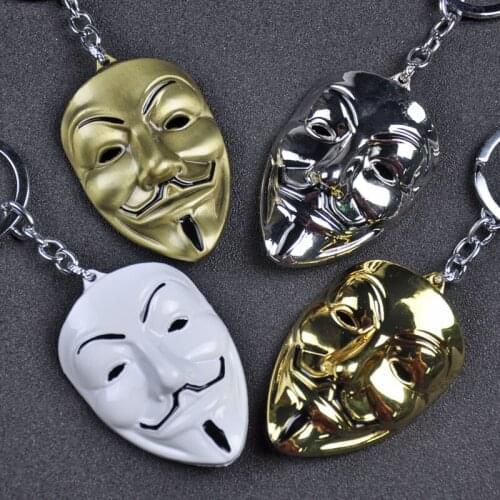 Classic Sci-Fi Movie V For Vendetta Guy Fawkes Mask Alloy Key Chains Keychain Keyfob Keyring Key Chain Accessories