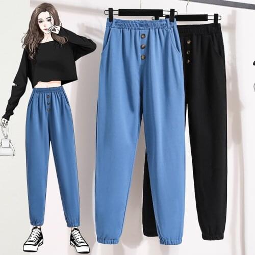 Black Blue Haroun Plus Large Size Oversize Korean Vintage Clothes WomenS High Waist Trousers Fashion Pants For Girls Streetwear
