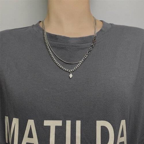 Cosysail INS Multilayer Chunky Chain Necklace for Men Minimalism Geometry Pendant Necklace Hip hop Stainless steel Jewelry 2021