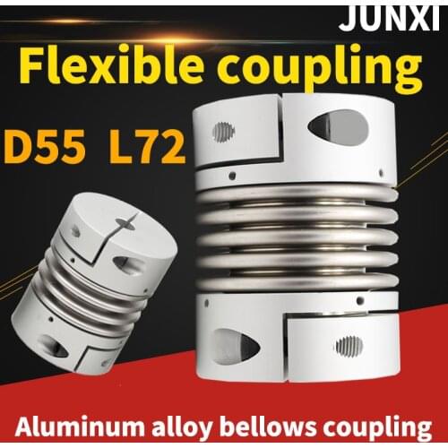 D55 L72 Aluminum alloy bellows coupling stainless steel elastic encoder motor screw high torque coupling with keyway