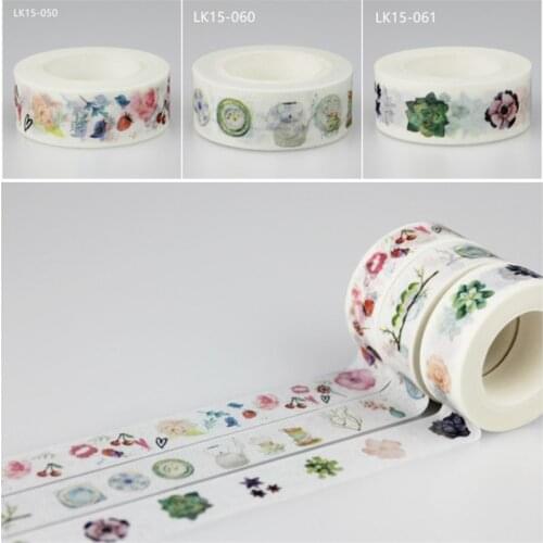 Ayron 1 pcs 1.5cm*10m Romantic Season of Peony Decorative Washi Tape DIY Scrapbooking Masking Tape School Office Supply