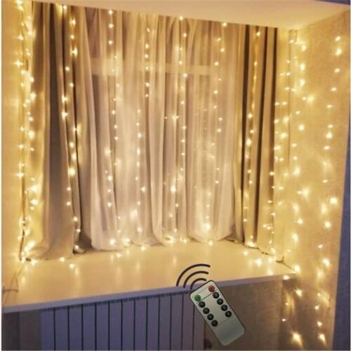 3X1M 100LED Curtain String Light 8 Mode Wedding Party Decoration USB Powered Copper Wire Light Fairy Bedroom Lighting String